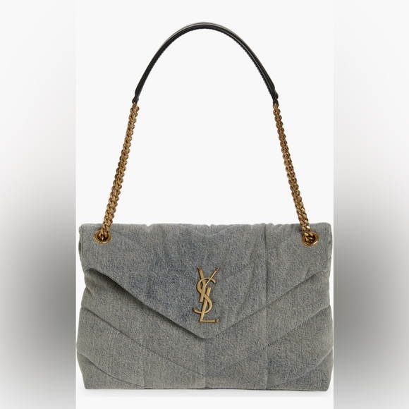 Saint Laurent Lou Quilted Denim Medium Bag NEW NWT - Picture 1 of 16